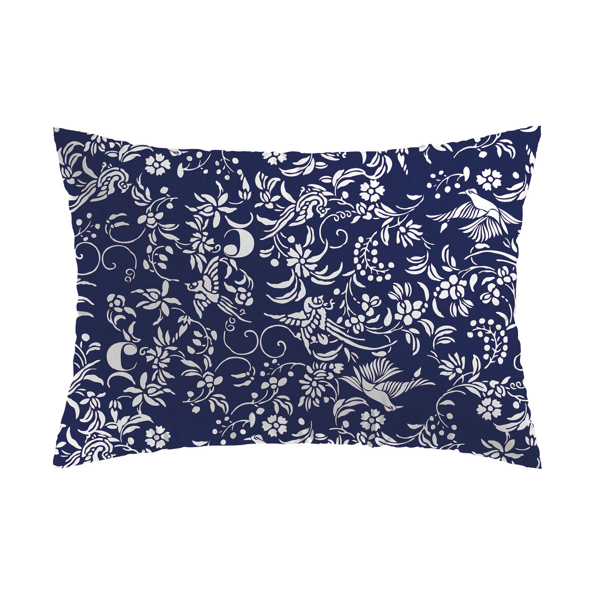 Pillowcase cotton satin - Birds Blue