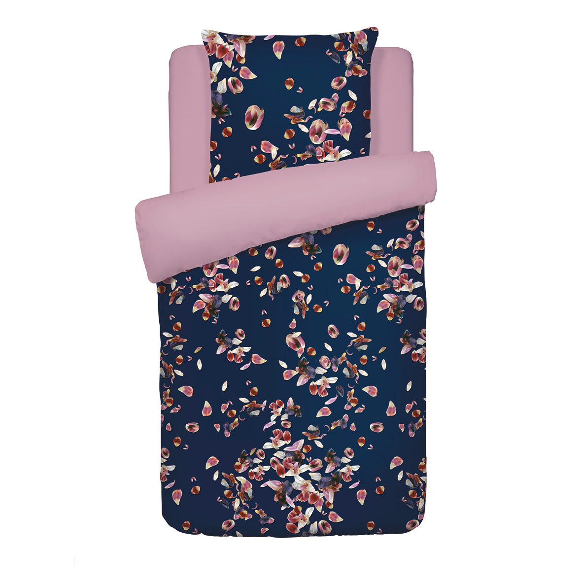 Duvet cover + pillowcase(s) cotton satin - Aurore Pink 155 x 220 cm + 80 x 80