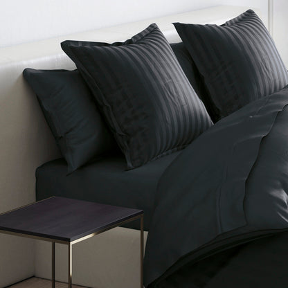 Pillowcase(s) cotton satin dobby stripe woven - Black