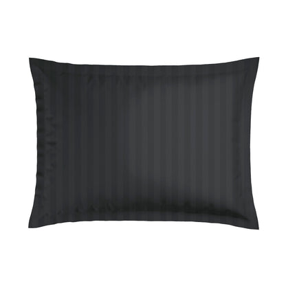 Pillowcase(s) cotton satin dobby stripe woven - Black 2 x (50 x 70 cm)