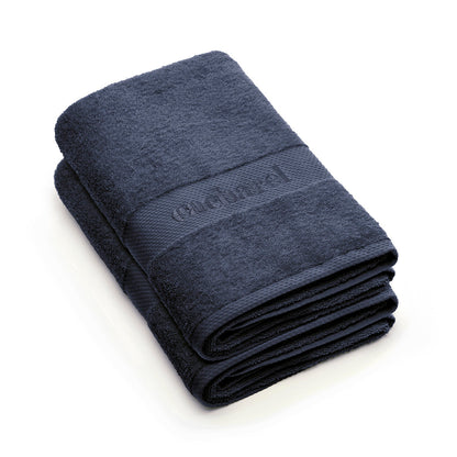 Set of 2 bath towels Navy blue