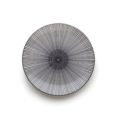 Porcelain dinnerware set 24 pieces embossed - White / Black