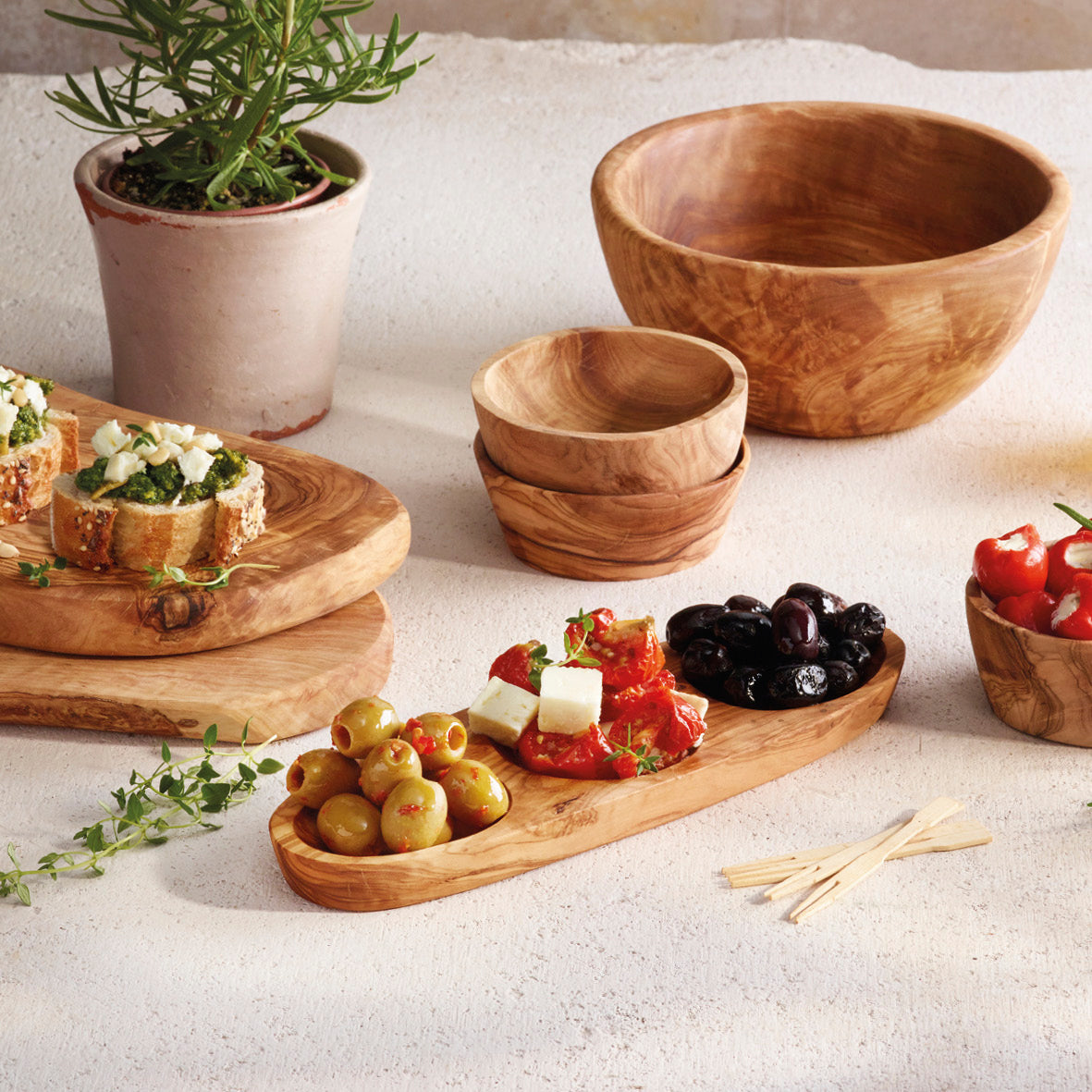 Tapas board in olive wood