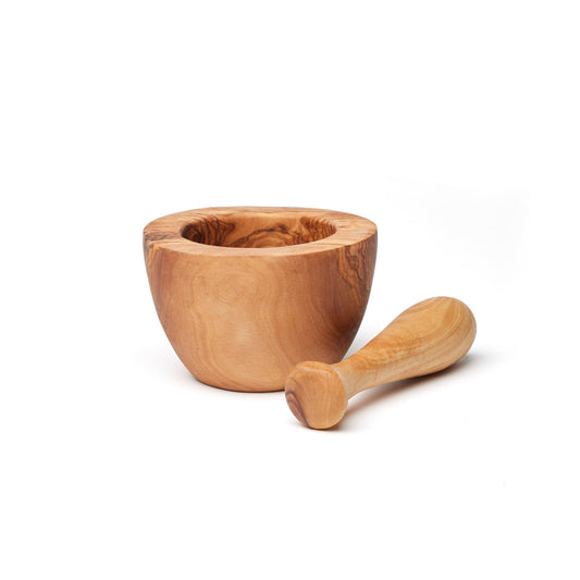 Pestle and mortar in olive wood