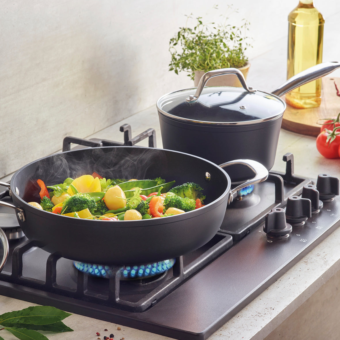 Set of 3 frypans 20 + 24 + 28 cm - Black