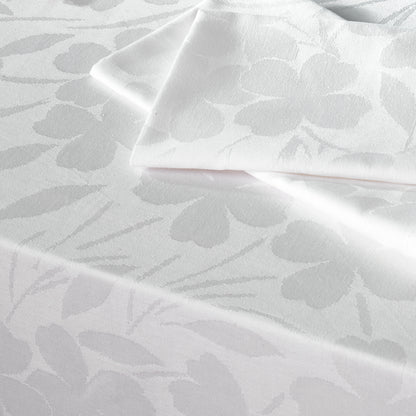 Tablecloth Jacquard woven Fleurette - White