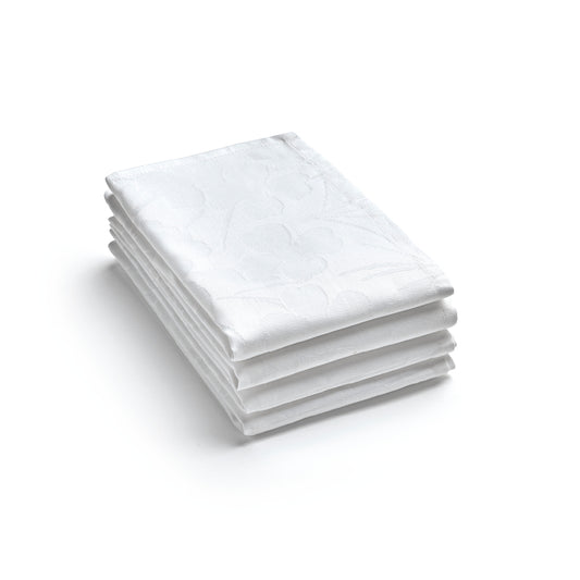 Set de 4 serviettes tissé Jacquard Fleurette - 50 x 50 cm - Blanc