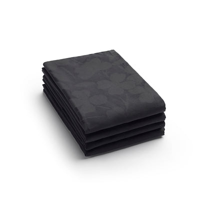 Set de 4 serviettes tissé Jacquard Fleurette - Gris foncé