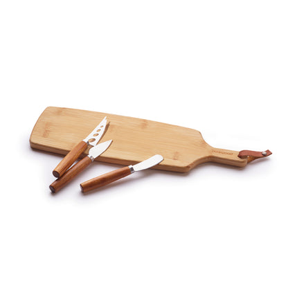 Rectangular bamboo cutting board + cheese knife set