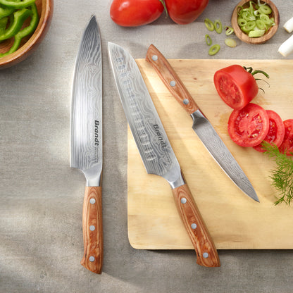 Set de 3 couteaux - design damascus