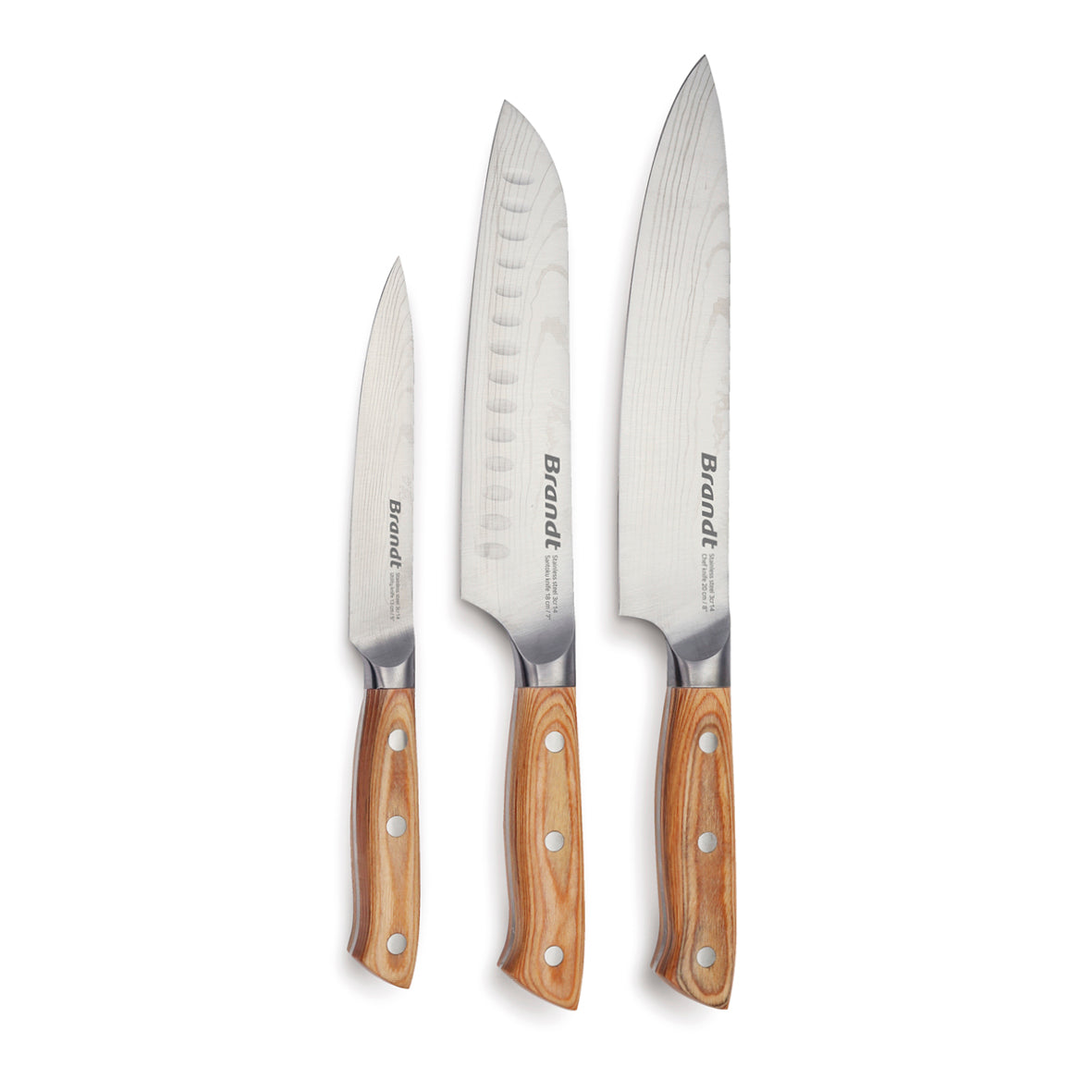 Set de 3 couteaux - design damascus