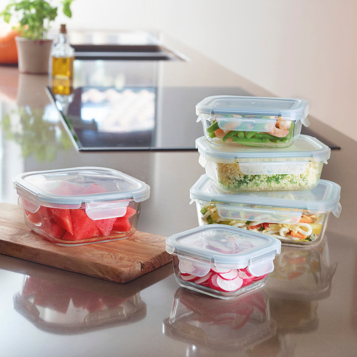 Clips For Containers Set of 5 glass containers with clips - Transparent – Vipshopboutic