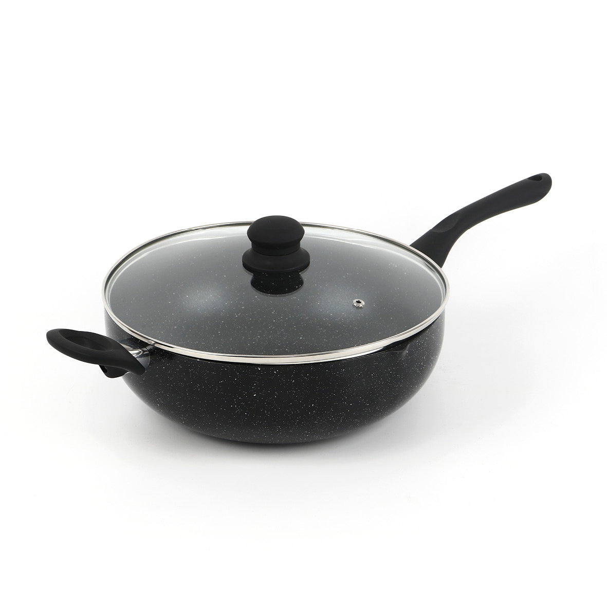 Wok + lid in aluminium granite - Black marble