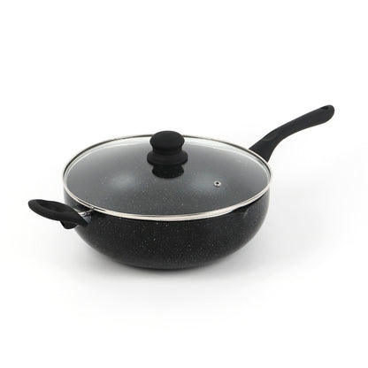 Wok + lid in aluminium granite - Black marble