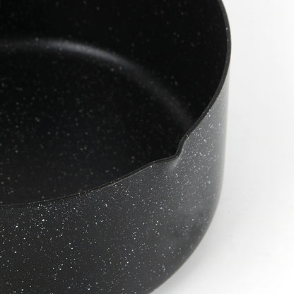 Set of 1 fry pan 22 cm + 1 fry pan 26 cm + 1 sauce pan with lid 16 cm + 1 casserole 24 cm in aluminium granite - Black marble