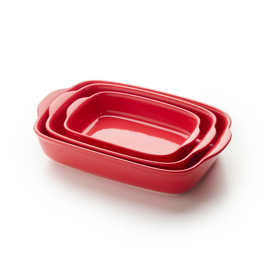 Set de 3 plats à four en céramique – red – 1- 2 -3 L