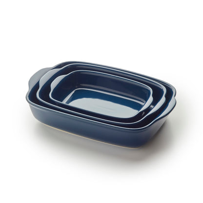 Set de 3 plats à four en céramique – bleu – 1- 2 -3 L
