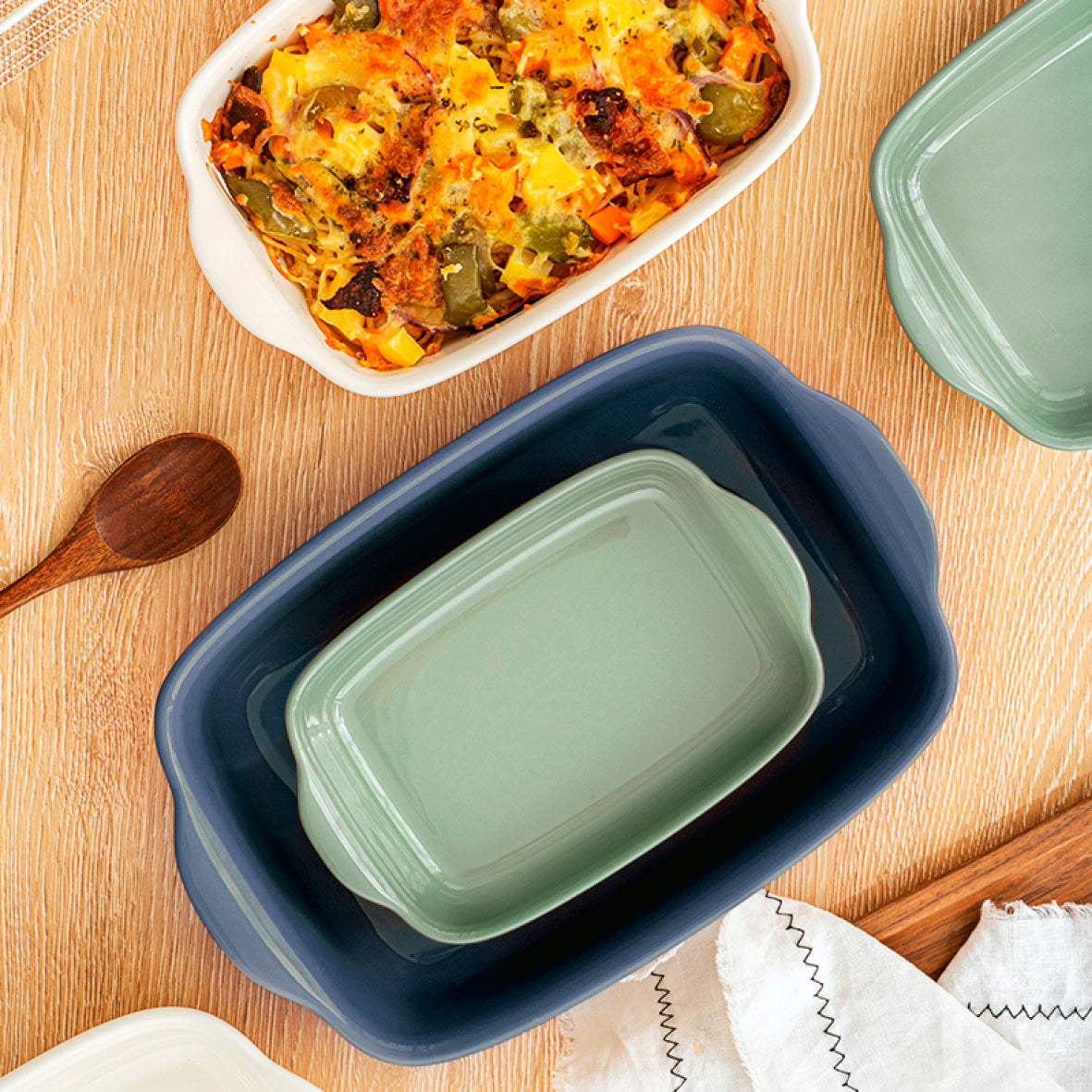 Set de 3 plats à four en céramique – white – 1- 2 -3 L