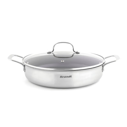 Non-stick triply skillet in stainless steel with lid - Multinox - 28 cm