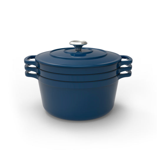 Stackable cast iron dutch oven set 4 pieces - Blue