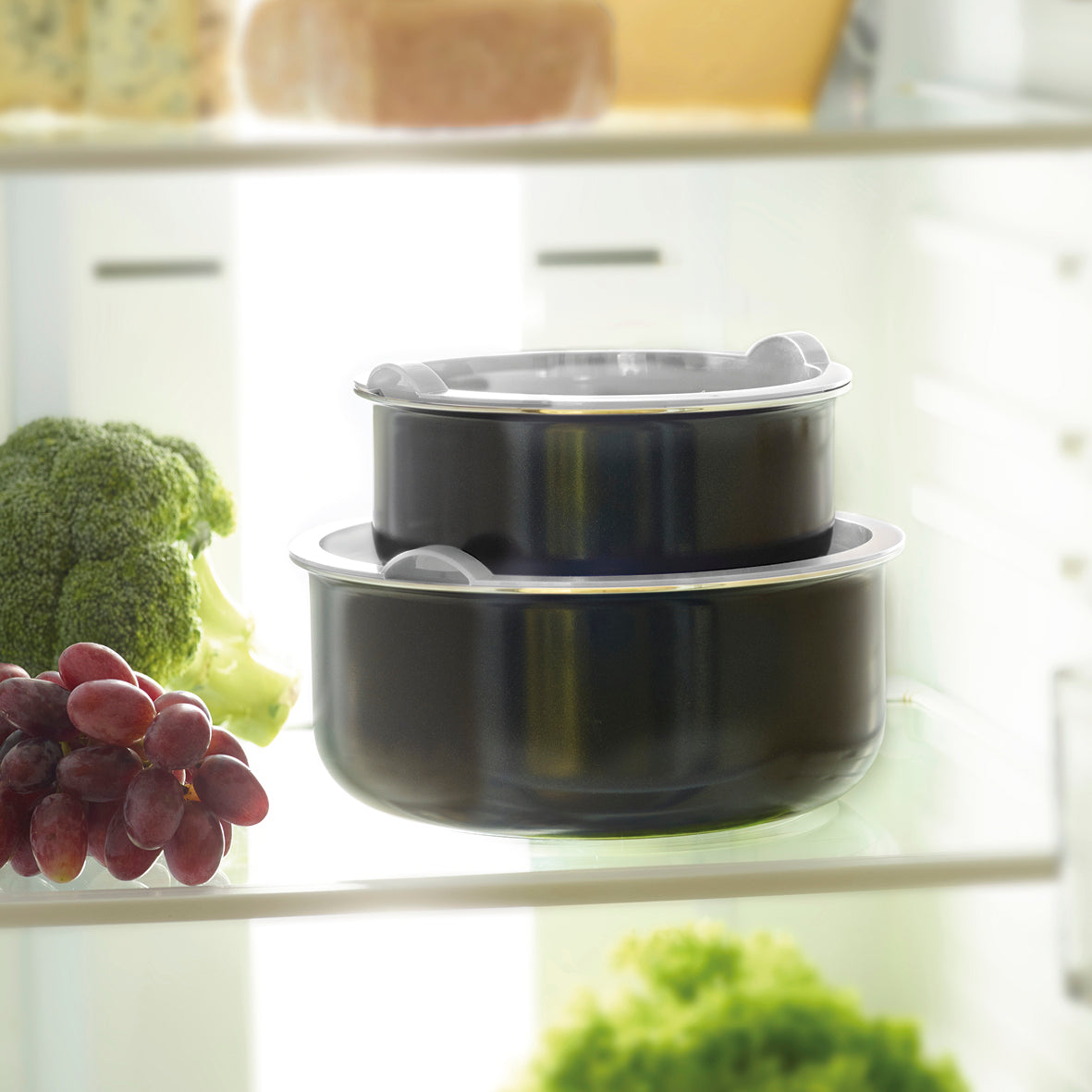 Stackable cookware set with removable handle 16 pieces - Black