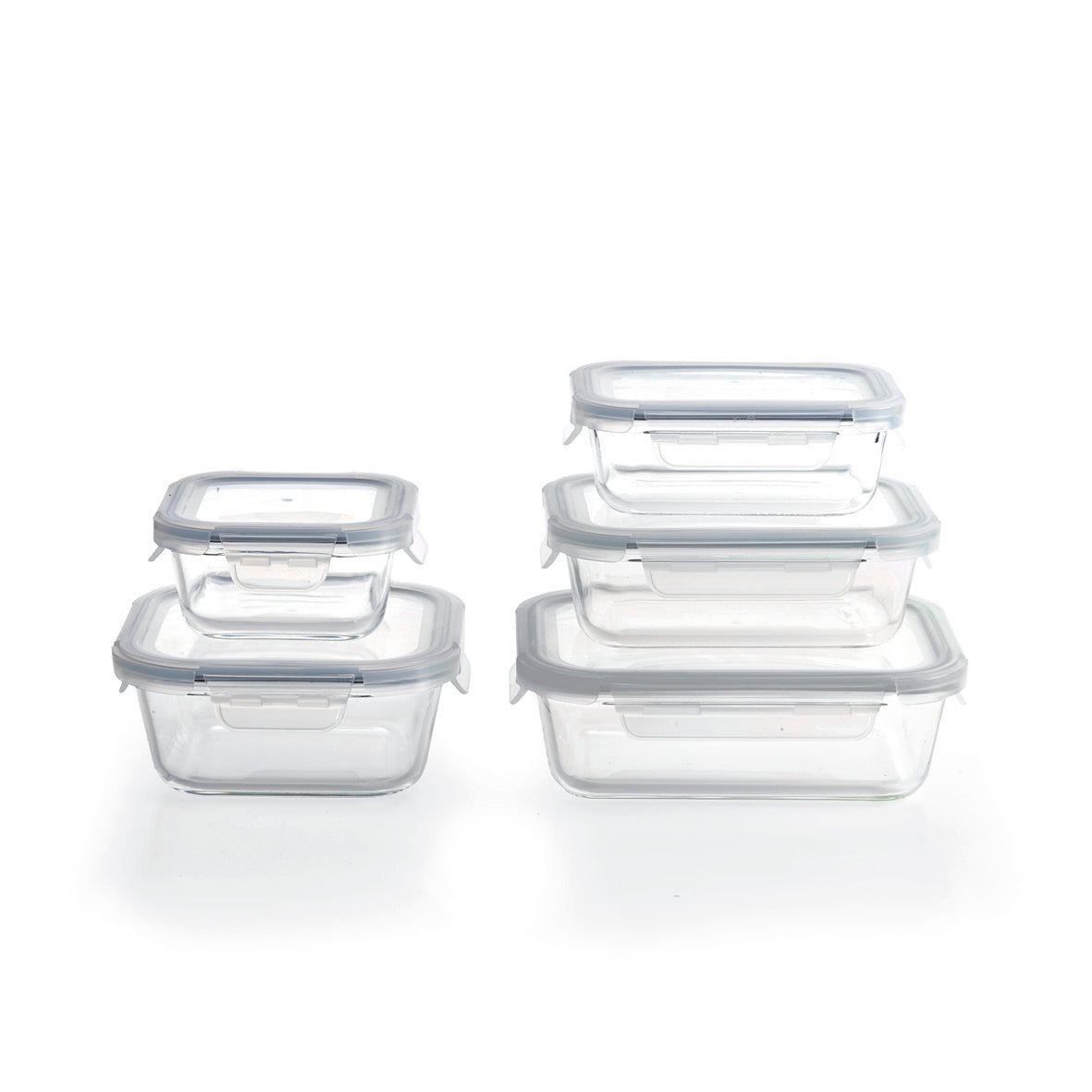 Set of 5 glass containers with clips - Transparent – Vipshopboutic