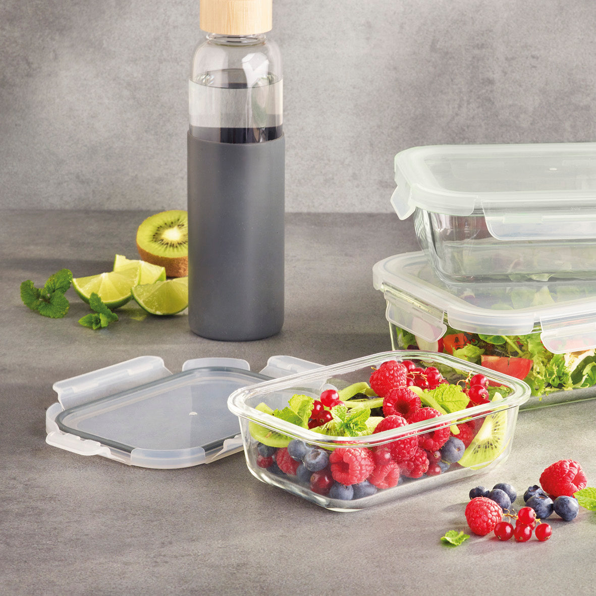 Set of 5 glass containers with clips - Transparent – Vipshopboutic