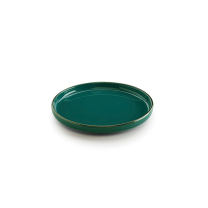 Service de table 24 pièces en porcelaine avec relief  - Vert foncé