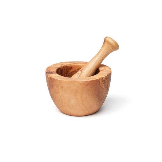 Pestle and mortar in olive wood