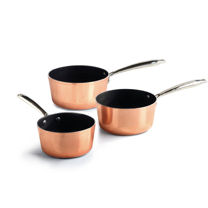 Set de 3 casseroles Alux Pro - en aluminium forgé et acier inoxydable - 16 + 18 + 20 cm - Cuivre