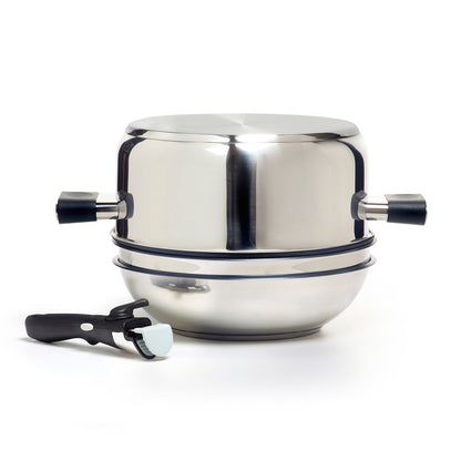 Set empilable en inox avec poignée en bakélite - Argenté