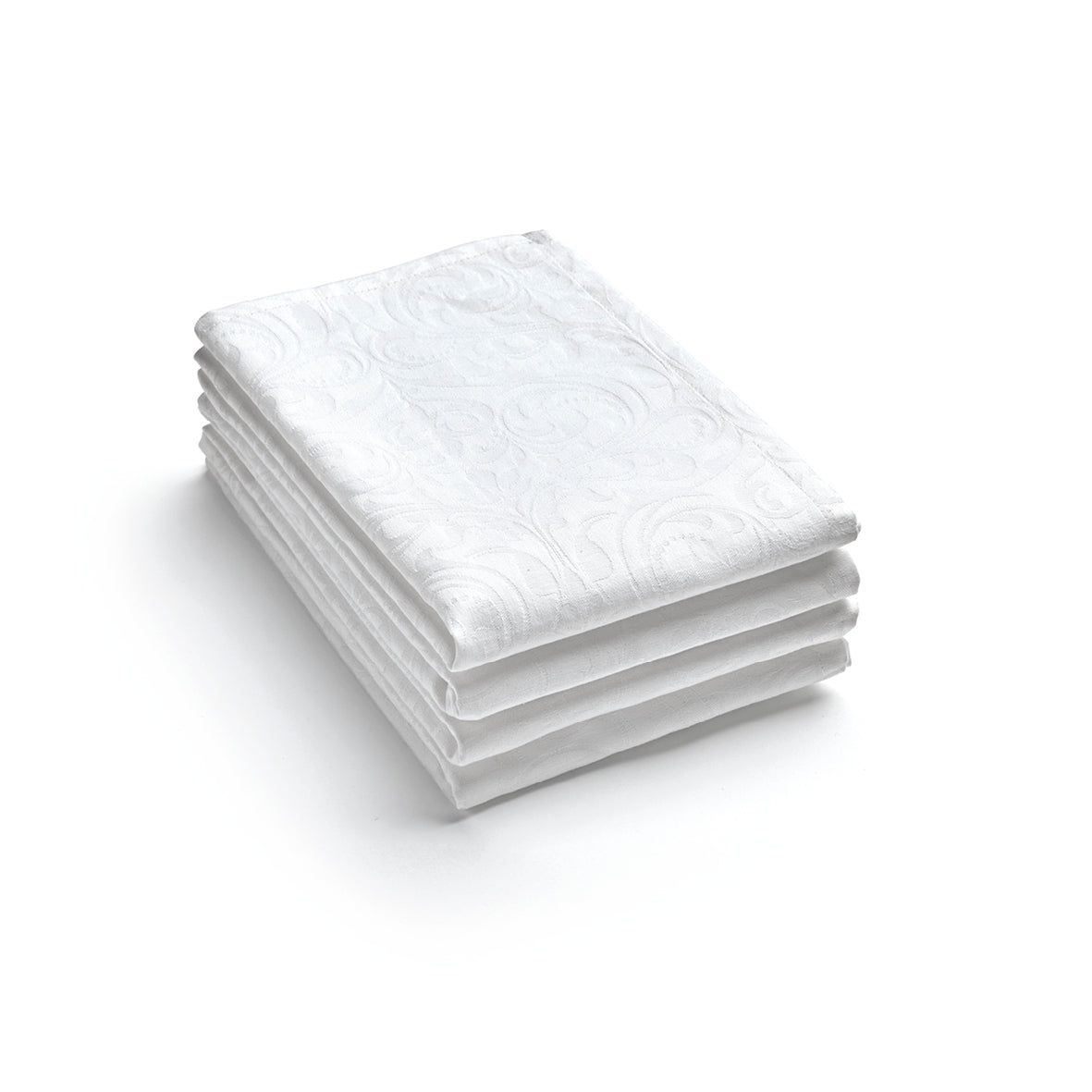 Set de 4 serviettes tissé Jacquard Fleurette - 50 x 50 cm - Blanc