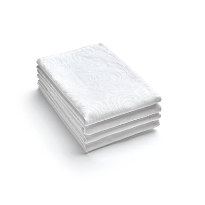 Set de 4 serviettes tissé Jacquard Fleurette - 50 x 50 cm - Blanc