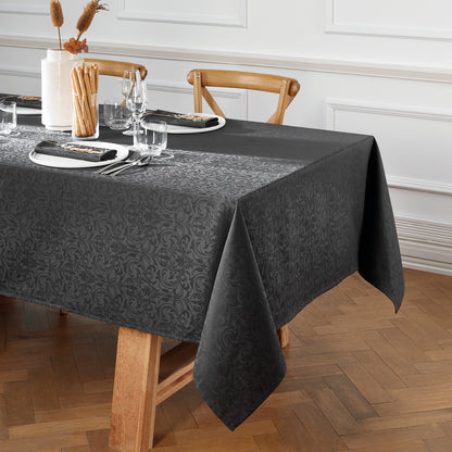 Nappe tissé Jacquard Fleurette - 170 x 250 cm - Gris foncé