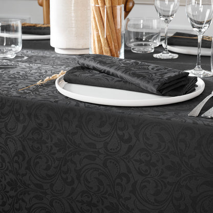 Nappe tissé Jacquard Fleurette - 170 x 250 cm - Gris foncé