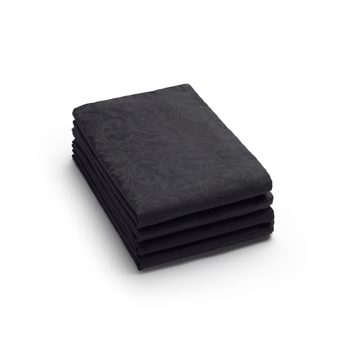 Set de 4 serviettes tissé Jacquard Fleurette - 50 x 50 cm - Gris foncé