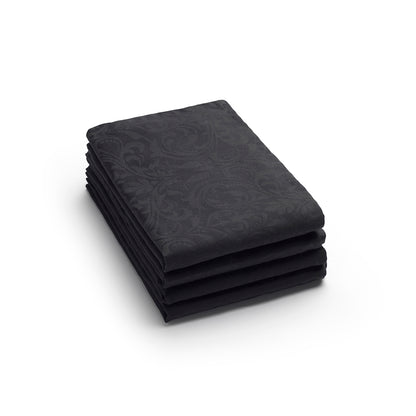 Set de 4 serviettes tissé Jacquard Fleurette - 50 x 50 cm - Gris foncé