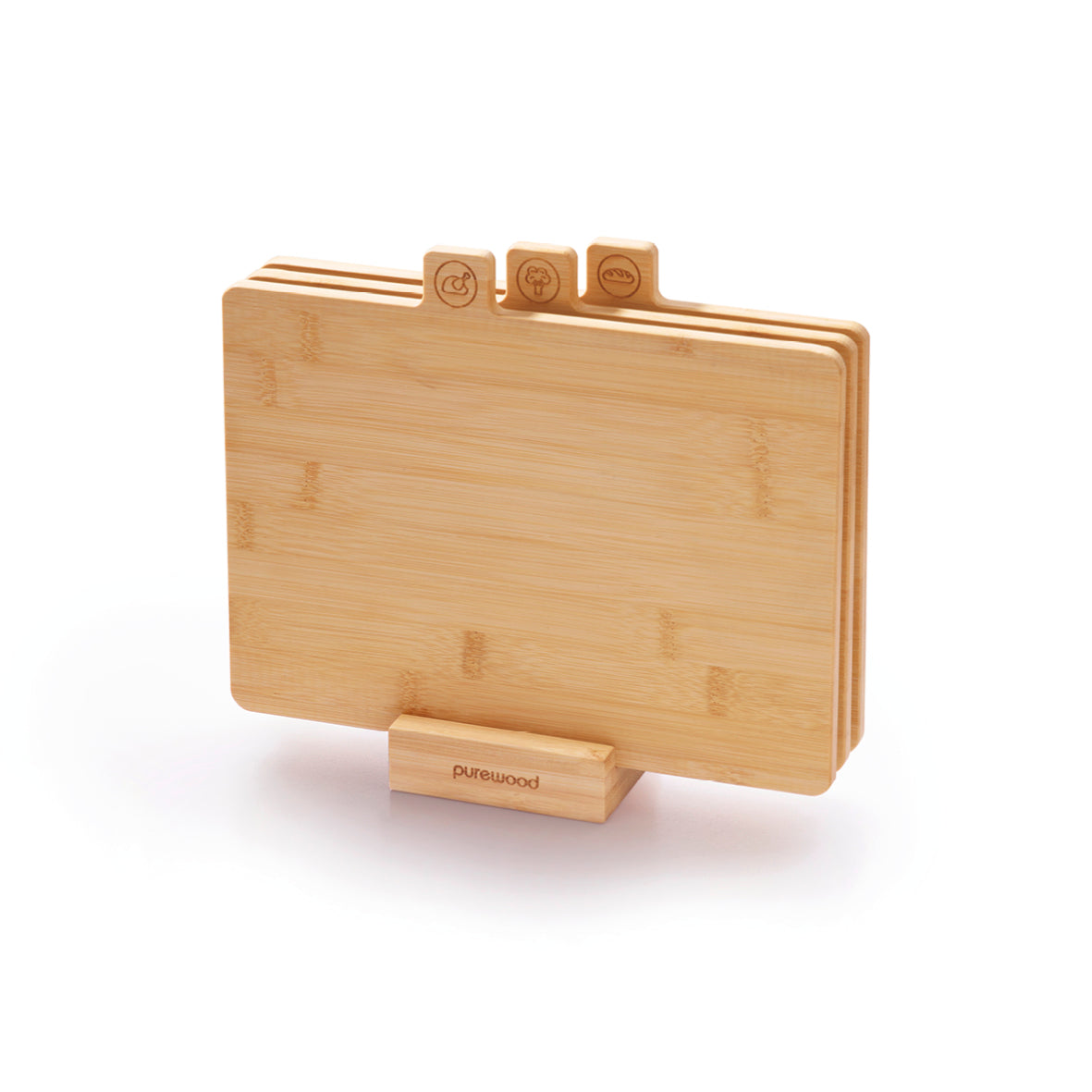 Set of 3 cutting boards with holder - Bamboo