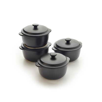 Set de 4 mini-cocottes rondes en céramique – noir