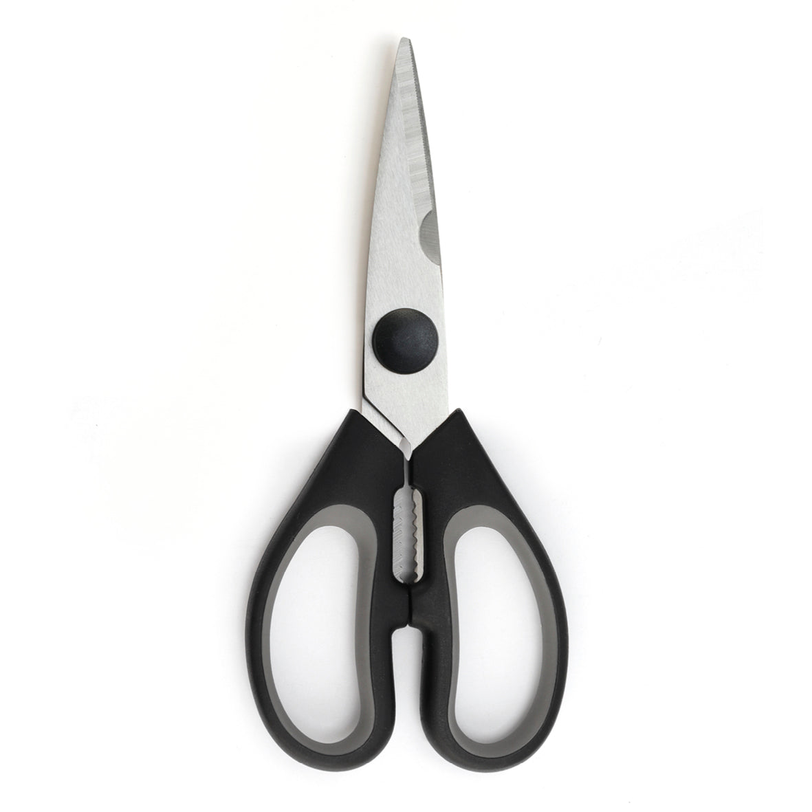 Ciseaux de cuisine avec lames dentelées en acier inoxydable - noir