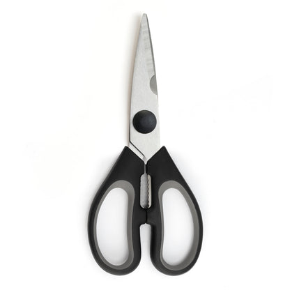 Ciseaux de cuisine avec lames dentelées en acier inoxydable - noir