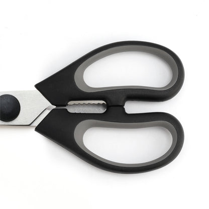 Ciseaux de cuisine avec lames dentelées en acier inoxydable - noir