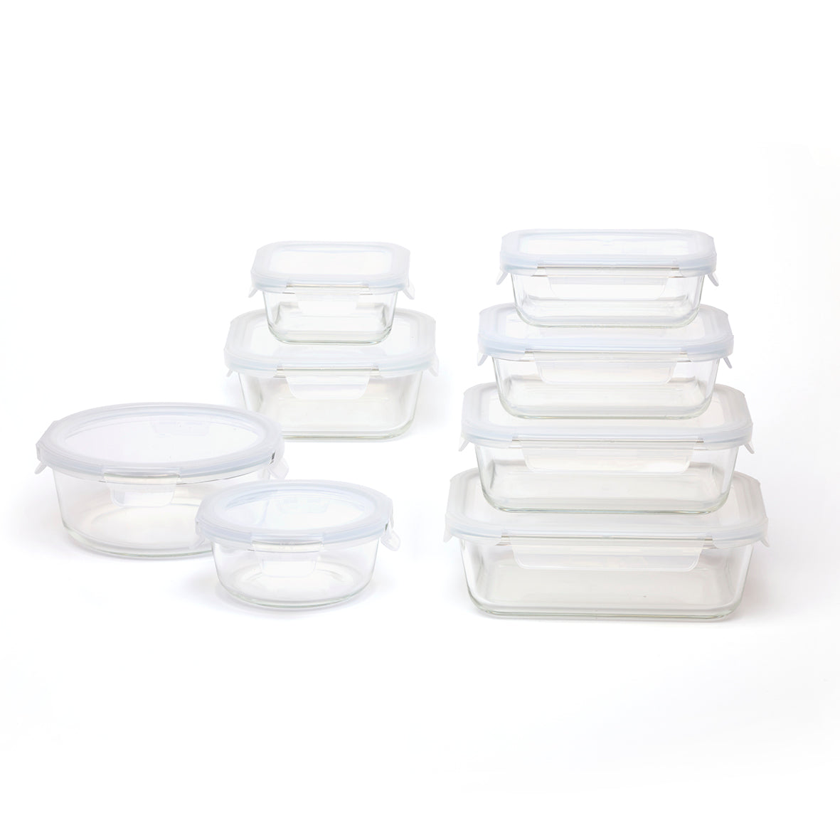 Set de 8 boîtes alimentaires en verre avec couvercles hermétiques