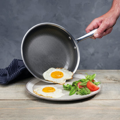 Set of 3 triply frypans with non-stick honeycomb coating - Silver