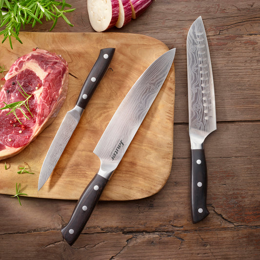 Set de 3 couteaux - design damascus