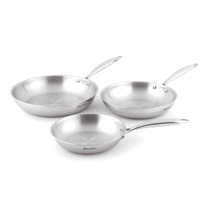 Set of 3 triply frypans - Silver