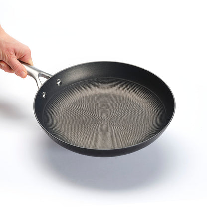 Set de 3 poêles en fonte avec nid d'abeille - Noir - 20 + 24 + 28 cm