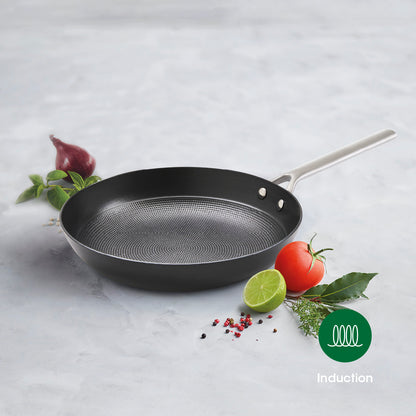 Set de 3 poêles en fonte avec nid d'abeille - Noir - 20 + 24 + 28 cm