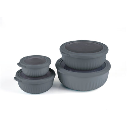 Set de 4 bols à usages multiples en gris anthracite avec couvercles hermétiques - gris