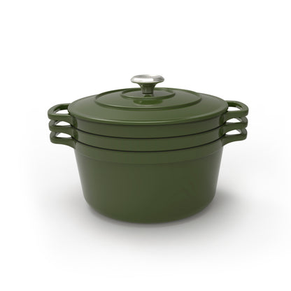 Stackable cast iron set 4 pieces green